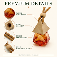 Mini diffuseur de parfum pour voiture suspendu, flacon en verre transparent rechargeable, bouchon en bois, pendentif aromatique pour voiture, éliminateur d'odeurs, décoration
