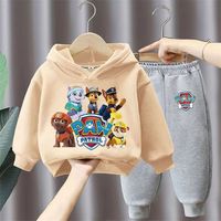 Nouvel Ensemble Décontracté Deux Pièces pour Garçons, Survêtement en Coton à Capuche avec Haut Imprimé Dessin Animé Style Étranger, Tailles Enfants