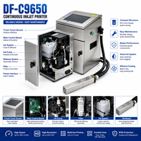 Imprimante jet d'encre continu haute vitesse DF-C9650, machine industrielle CIJ automatique pour l'impression de dates, de lots, de codes-barres et de codes QR sur plastique