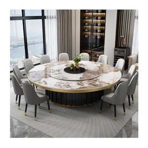 High-end maßgeschneidert modern luxus rundes esstisch-set gesinterter stein groß 12 sitze oder mehr esszimmer-tischstühle villa hotel club