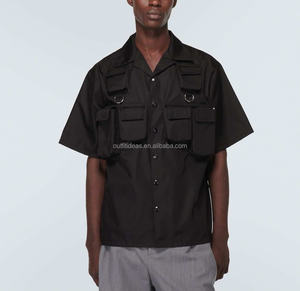 Streetstyle Multi Utility Pocket Oversized Fit Heren Originele Unisex 6 Zakken Shirt Met Korte Mouwen Groen <span class=keywords><strong>Re</strong></span>-Nylon Cargo Shirt - Product Image 4