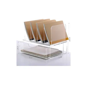 亚克力书桌收纳器4个办公室组织和存储的直立部分文件架透明桌面纸张收纳器1包