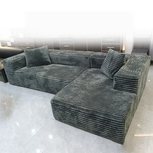 طقم أرائك قماشية حديثة على شكل حرف L أريكة بدون عظم قابلة للتمديد شنيل للشقة فيلا لغرفة المعيشة والفندق - Product Image 2