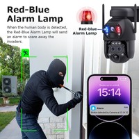 Caméra solaire 4G SIM/WIFI 15XZOOM trois objectifs, alarme rouge/bleue, projecteur, suivi automatique des personnes, caméra PTZ solaire extérieure à batterie