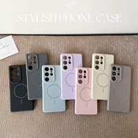 Étui de téléphone en silicone liquide souple de luxe, magnétique, protection intégrale, anti-chute, antichoc pour Samsung S24 S25 S26 Plus ultra