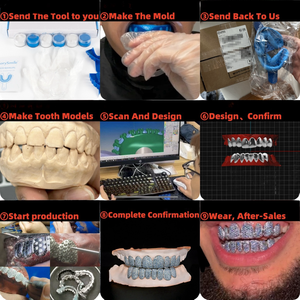 Dents <span class=keywords><strong>Grillz</strong></span> en argent sterling 925 massif sans pierre pour hommes 6Top 6 Bottom Dents Hip Hop personnalisées <span class=keywords><strong>Grillz</strong></span> - Product Image 6