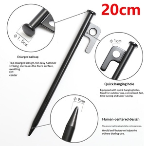 Outdoor Camping Thickened Extended Steel Stakes 20cm Heavy Duty <b>Canopy</b> <b>Tent</b> Pegs Large Ground Nails For Beach Snow Campsite - Product Image 2
