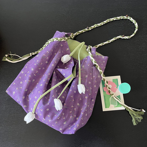 Original Handmade Spring/Summer New Arrival <b>Lilac</b> Color-Block Shoulder <b>Bag</b> Vintage Floral Cotton Crossbody <b>Bag</b> for Women - Product Image 5