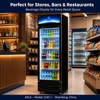 Réfrigérateur commercial vertical pour supermarché, vitrine à porte vitrée simple, refroidissement par air, 2~10 degrés ℃   Énergie du réfrigérant R600a