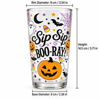 Gobelet en verre imprimé Halloween de 480 ml, tasse à boire transparente avec motif fantôme et citrouille pour jus, cocktails, fêtes et cadeaux de fin d'année