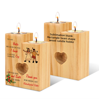 Porte-bougie en bois pour la fête des mères - Porte-bougie en bois de forme carrée avec logo personnalisé - Cadeau pour la décoration