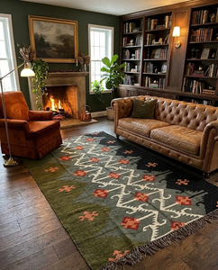 Alfombra Kilim de Yute y Lana Hecha a Mano |   Alfombra Tribal Geométrica Boho para Sala de Estar, Dormitorio, Decoración Rústica para el Hogar - Product Image 4