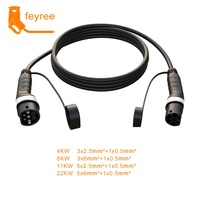 Câble de charge pour véhicules électriques Feyree 7kw 22kw Type 2 vers Type 2 pour station de charge publique, adaptateur de charge rapide pour voiture électrique