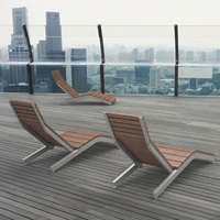 Chaise longue de parc public personnalisable, chaise de plage, chaise longue en bois résistante aux intempéries pour les espaces de loisirs en plein air