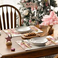 Ensemble de tapis de Table de Noël de Style nordique 4 napperons en lin isolés faits à la main tasses chauffantes motif décoration d'ambiance de Noël
