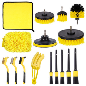 Kit de limpieza de coches Autonomy, juego de cepillos para taladro eléctrico de 12 piezas para interior, neumáticos, ventilación, pulido y encerado, color amarillo - Product Image 4