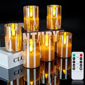 Candele Votive senza fiamma in vetro Homemory con telecomando Timer, candele Led a batteria di durata 350 + ora, vera cera 3D stoppino