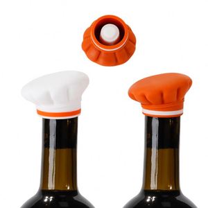 Top Seller Food Grade Silicone Creative Chef <b>Hat</b> Design Wine Champagne Bottle Stopper Vacuum Sealer - Product Image 1
