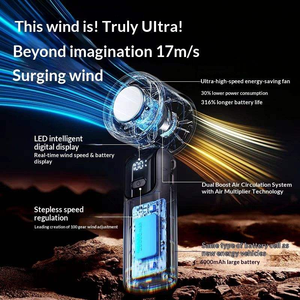 S17 New Plastic Handheld Mini USB Fan Silent Powerful Wind Digital Display 100-Speed Dual Battery Long Battery Life Portable - Product Image 5