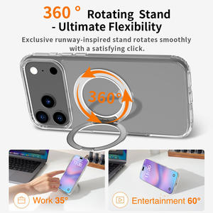 Fundas para Teléfono Antihuellas con Anillo Magnético Transparente que Puede Girar 360 Grados °   Funda Protectora Antigolpes para iPhone 17 16 Pro Max - Product Image 5