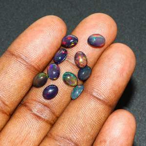 Yashee Ópalo Negro Natural Ovalado 7x5 mm con Efecto de Fuego, Gema para Joyería, Cristales Curativos, Piedras Sueltas DIY - Product Image 2