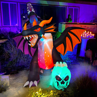 Dragon de feu et de glace décorations d'halloween Dragon gonflable flamme lumineuse jardin extérieur grand