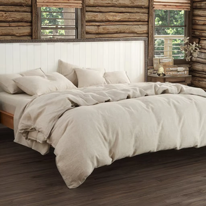 Gots giấy chứng nhận phân hủy sinh học Đá rửa vải 100% Pháp lanh vải lanh bộ đồ giường tấm Bộ gối - Product Image 1