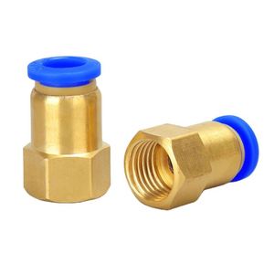 EBM YIIDNN PCF Pneumatic <b>Quick</b> <b>Connector</b> Fitting Threaded Straight 1/8" 1/4" 3/8" 1/2" Female Brass OD 4/6/8/10/12mm Hose - Product Image 1