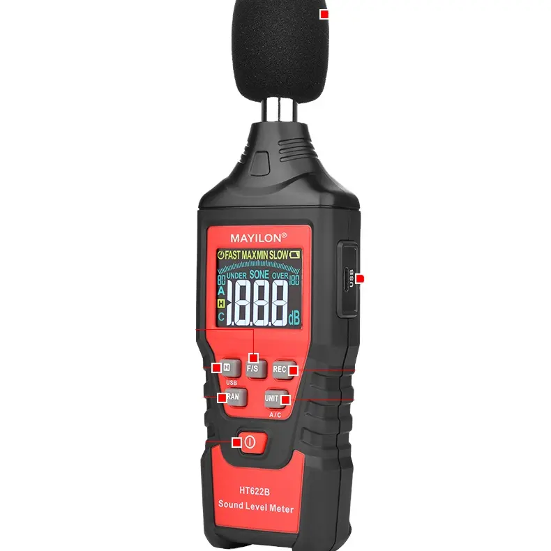 Mayilon HT622B Fabriek Directe Verkoop Digital Sound Level Meter Frequentiebereik 30Hz-8Khz Decibel Meterde/Geluid druk