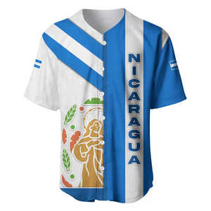 Maillot de baseball culturel du Nicaragua avec rayures bleues et blanches et motif indigène imprimé par sublimation – Haut pour homme Nicaragua - Product Image 3