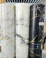 Papier peint auto-adhésif, autocollants muraux 3D en PVC, rouleau imperméable, vinyle marbré, décoration de luxe noire pour la maison, salon, cuisine