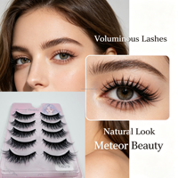 Cils en bande effet œil de renard faits main, marque privée, lot de 5 paires, faux vison 3D, marque Radiant, fournisseur en gros, emballage personnalisé