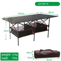 Table de Camping en rouleau de bois en aluminium, haut de gamme en aluminium, Table pliante réglable en hauteur, Table de pique-nique haute