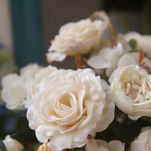 Bouquet artificiel haut <span class=keywords><strong>de</strong></span> gamme en soie, 30 cm, violet, blanc, <span class=keywords><strong>rose</strong></span>, rouge, <span class=keywords><strong>hibiscus</strong></span> et <span class=keywords><strong>rose</strong></span>, pour centres <span class=keywords><strong>de</strong></span> table <span class=keywords><strong>de</strong></span> mariage et décorations <span class=keywords><strong>de</strong></span> table - Product Image 3