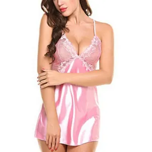 Dames Sexy Lingerie Thuis Netto Garen Pyjama Cross Sling Nachthemd Nachtjapon Set