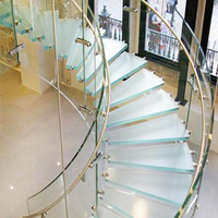 Escalier de manoir, design en verre trempé laminé, escalier flottant