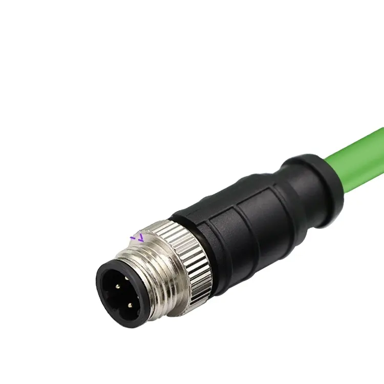 M12 4-كور D-كود إلى RJ45 Cat5e SFTP إيثرنت سريع كابل مستشعر الكاميرا الصناعية 1 متر 2 متر 3 متر 5 متر كابل الشبكة للاتصال