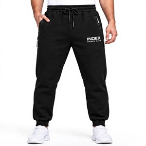 Pantalones Deportivos Negros para Hombre, Cintura Elástica con Cordón, Estilo Casual, Bolsillos Laterales, Transpirables, Peso Medio, para Otoño - Product Image 1
