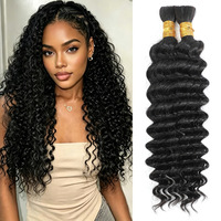 Cheveux humains vierges non tissés en vrac, ondulés profonds, pour tresses bohèmes et extensions de cheveux naturels – Vente en gros