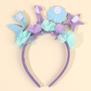 Diadema de Princesa <span class=keywords><strong>Sirena</strong></span> con Flores Moradas para Niñas, Diadema Brillante para Fiestas de Cumpleaños, Accesorios de Regalo de <span class=keywords><strong>Sirena</strong></span> - Product Image 3