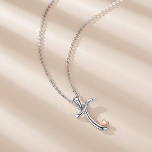 Collar con colgante de letra inicial de moda de Plata de Ley 925 para mujer, alfabeto de corazón personalizado, rodio de para bodas y compromisos - Product Image 4