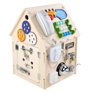 Offre Spéciale enfants en bois <span class=keywords><strong>maison</strong></span> forme occupé conseil Juguetes horloge musicale jeux téléphoniques jouets éducatifs pour enfants garçons et filles CE - Product Image 4