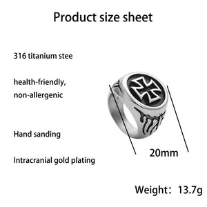Men's Stainless Steel <b>Cross</b> <b>Ring</b> <b>Silver</b> Punk Style Geometric Design Gift Jewelry 260100 - Product Image 5
