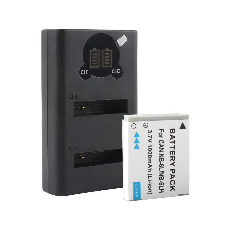 Noir : 1*Batterie NB-6L + 1*Chargeur double emplacement