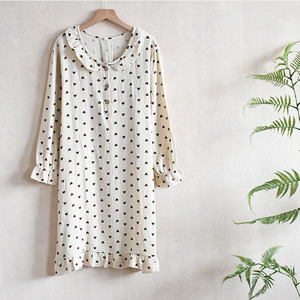 High Quality Women <strong>Night</strong> <strong>Dress</strong> <strong>Long</strong> <strong>Sleeved</strong> Cotton Sleepwear Floral Print Loose Nightgown Sleep <strong>Dress</strong> for Women - Product Image 2