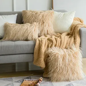 Luxury Mềm Fur Cushion Cover Trang Trí Nội Thất Gối Trường Hợp Bao Gồm Phòng Ngủ Sofa Trang Trí Fluffy Faux Fur 24X24 "Ném Gối Bìa