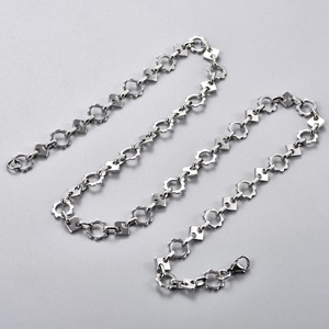 Collar de Cadena con Colgante de Flor Geométrica de Acero Inoxidable para Mujeres y Hombres, Estilo Punk, Color Plateado, Gargantilla Metálica, Accesorios de Joyería - Product Image 6