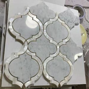 Arabesque Vỏ Mẹ Của Ngọc Trai Gạch Trộn Đèn Lồng Trắng Waterjet Đá Cẩm Thạch Khảm - Product Image 2