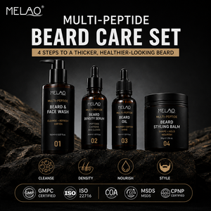 MELAO Kit de Soins Barbe Multi-Peptides : Baume, Huile, Sérum et Nettoyant Visage pour Hommes – Épaississant et Nourrissant pour un Soin Quotidien - Product Image 5