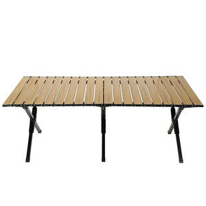 Outdoor Sports Carbon Steel Wood Grain Folding <b>Table</b> <b>Portable</b> For Camping <b>Picnic</b> Fishing Rectangular Standard Size - Product Image 4